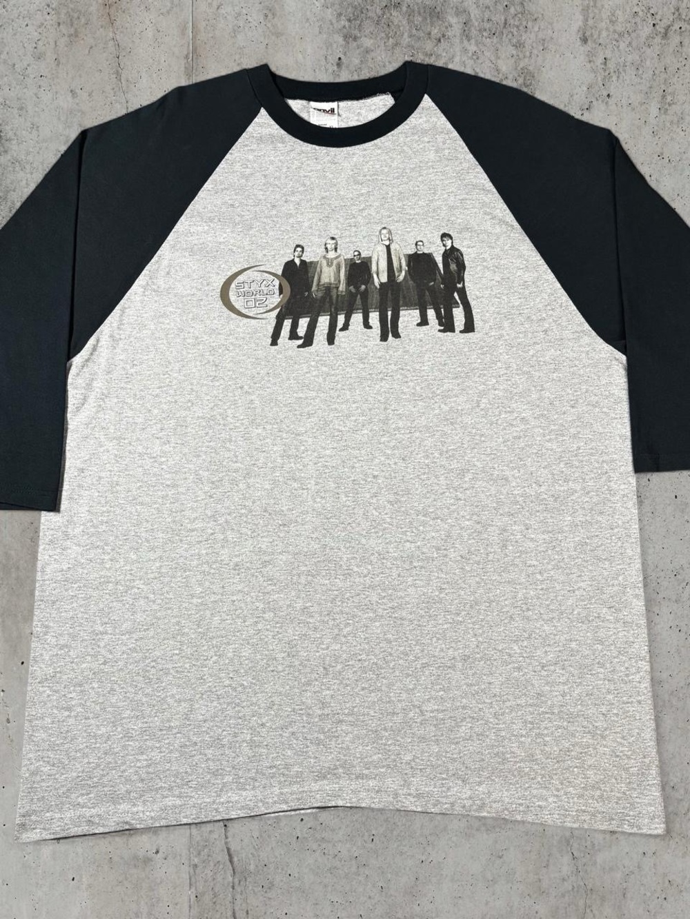 Vintage 2002 Styx World Tour 02 Raglan T-Shirt Anvil XL 3/4 Sleeve Band Music